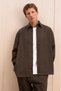 basic™ Oversize Gabardin Haki Gömlek - 4