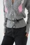 Women's Grey-Pink Buttoned Diamond Pattern Belted Wool Knitwear Cardigan - 4