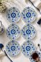 Set of 6 Glass Tea Plates - Blue Flower Pattern with Evil Eye Beads 12 cm - 6 Tea Plates