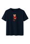 Kayakçı Winter Teddy Bear Printed Navy Blue T-Shirt 100% Cotton Comfortable Fit - 2