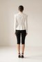 Ecru Striped Jacket with Pleated Hem and Buttons - 4