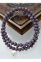 Pearl and Crystal Bracelet or Choker Necklace - Purple - - 2