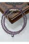 Pearl and Crystal Bracelet or Choker Necklace - Purple - - 2