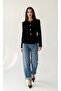 Black Buttoned Jacket with Skirt Hem Detail