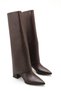 Brown Leather Detachable Women's Boots with Gaiter Detail, 6 cm Heel, Pointed Toe, Zippered