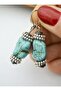 Turquoise Stone Earrings - Multicolor - - 2