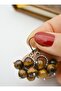 Cheetah Eye Stone Earrings - Multicolor - - 2