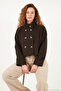 High Collar Buttoned Short Cashmere Coat Women's Cashmere Coat 611Aw115 - 4