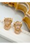 Jewelry Store Lion Earrings - Gold Color -