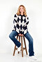 Oversize Baklava Patterned Buttoned Polo Collar Sweater Women's Polo Collar Sweater 4615593 - 3