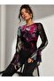 Women's Floral Patterned Gathered Sleeve Tulle Blouse Fk3535 - 4