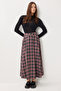 Checkered Pleated Flared Woven Skirt Lnt0044 Gray Red - 3