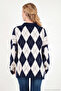 Oversize Baklava Patterned Buttoned Polo Collar Sweater Women's Polo Collar Sweater 4615593 - 7