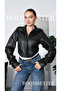 Women's Faux Leather Lined Cropped Coat Extra Long Wrinkled Sleeve Detail Jacket - 4