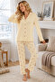Patterned Milan Knitted Long Sleeve Women's Buttoned Pajama Set - 2