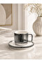 6-Person Porcelain Striped Modern Coffee Cup Set 100ml - 2