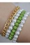Glass pearl bracelet set - multicolored - - 3