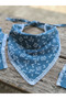 Floral Patterned Denim Bandana |   Lace Edged Women's Headband |   Stylish and Multi-Purpose Bandana - 2