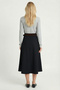 Belted Flared Long Woven Skirt Ldp0097 Dark Blue - 6