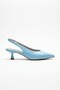Women's Baby Blue Pointed Toe Hazelnut Heel Classic Short Heeled Shoes Mera - 6