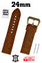 24mm Brown Leopard Pattern Sport Genuine Leather Watch Band Strap with Smart Pins