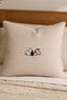 Dog Embroidered Beige Gingham Throw Pillow Cover – Beige Decorative Pillow Cover - 5