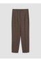 Seray New Season Brown High Waist Pleated Women's Fabric Trousers - 5