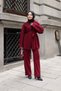 Women's Hijab Knitwear Two-Piece Set - Belted Cardigan and Wide-Legged Pants with Shawl Collar - 5