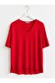 Women's V-Neck Half Sleeve Mercerized Thin Knitwear Blouse - 3