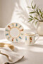 6-Person White Porcelain Floral Spiral Patterned Coffee Cup Set 90ml - 2