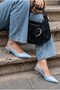 Women's Baby Blue Pointed Toe Hazelnut Heel Classic Short Heeled Shoes Mera - 4