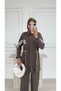 Women's Zippered Adjustable Waist Detail Sports Suit - 5