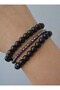 Crystal Quartz and Onyx Stone Bracelet Set - Multi-Colored - 4