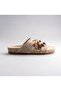 Women's Vinza Genuine Suede Leather Tasseled Beige Slippers - 2