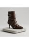 Shoes Women's Brown Buckle-Studded Pointed Toe Heeled Ankle-Length Stylish Daily Boots - 2