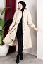 Detachable Hooded Fur and Welsoft Lined Hijab Coat 110cm - Stone - 4