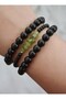 Zebercet and Onyx Stone Bracelet Set - Multi-Colored - 4