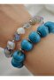 Blue Agate and Turquoise Stone Double Bracelet - Multicolor - 2