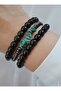 Africa Turquoise Hematite and Onyx Stone Bracelet Set - Multicolor - 3