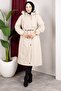 Detachable Hooded Fur and Welsoft Lined Hijab Coat 110cm - Stone - 6