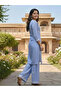 Blue Chikankari Embroidered Cotton Kurta Set - CHK1007 | Blue-Size:M-38-Inches - 3