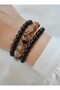 Agate and Onyx Stone Bracelet Set - Multi-Colored