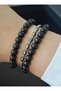 Black Pearl and Onyx Stone Bracelet Set - Multi-Colored - 2