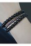 Crystal Quartz and Onyx Stone Bracelet Set - Multi-Colored - 2