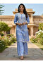 Blue Chikankari Embroidered Cotton Kurta Set - CHK1007 | Blue-Size:M-38-Inches