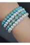 Turquoise and Pearl Bracelet Set - Multi-Colored - 2