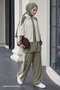 Double Color Garnished Khaki Suit - 2