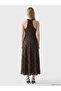 Esvab • Modern & Distinctive Halter Roba Collar Leopard Embroidered A-Line Dress - 6