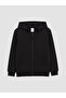 Black Hooded Thick Boys' Zippered Sweatshirt - 4