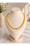 Women's Gold Necklace with Yellow Beads and Turquoise Details - 2